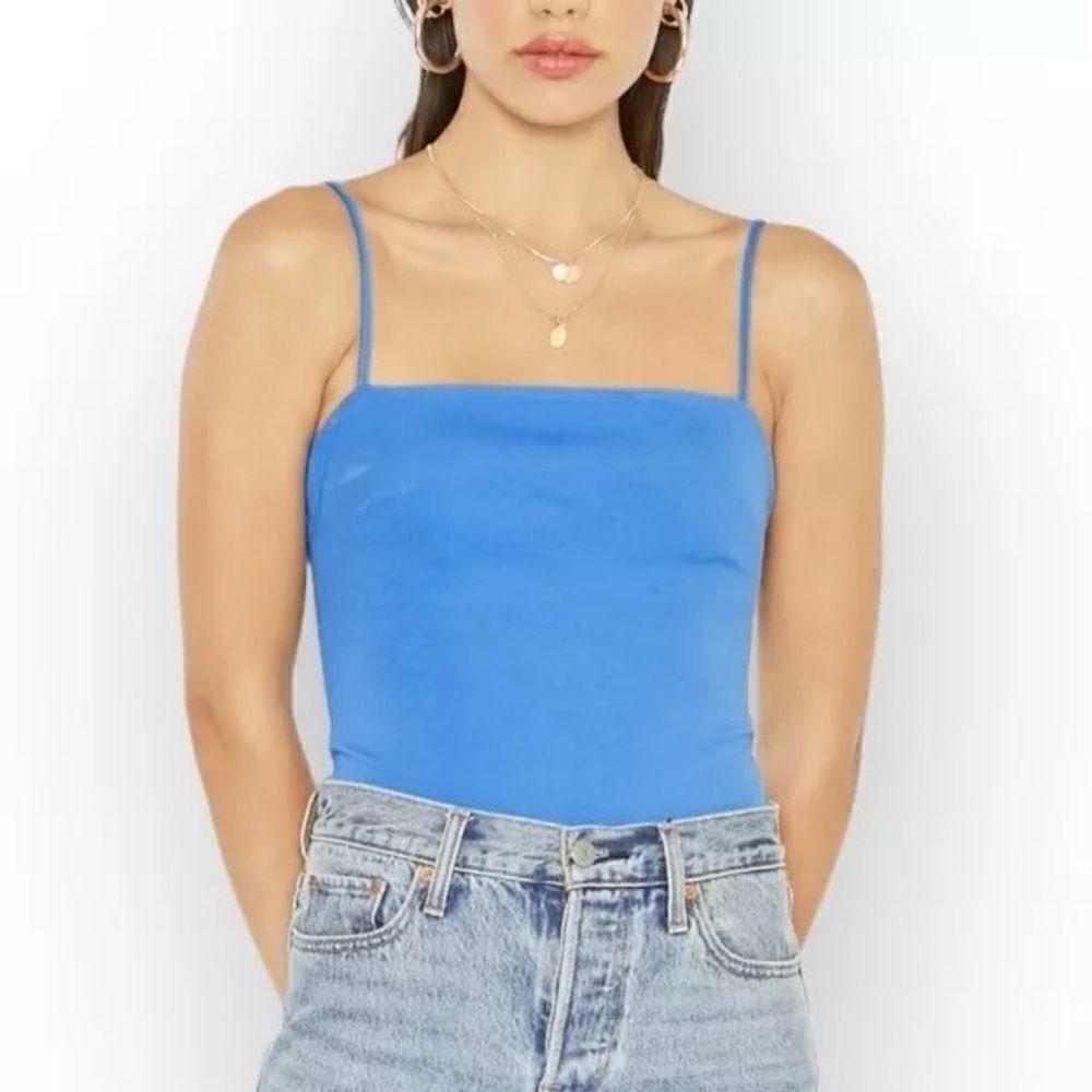 Anthropologie 4SI3NNA Alexander Sleeveless‎ Bodysuit In Blue Size S NWT
